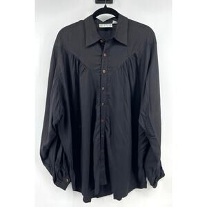 Vintage International Male Men's Button Down Shirt Size L Black Pleated